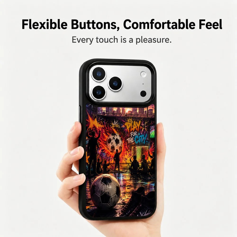 For iPhone 18 Pro Max / 17 Pro Max Magnetic Case Football Fever Series UV Print PC + Silicone Phone Cover - ZX0052 - 2