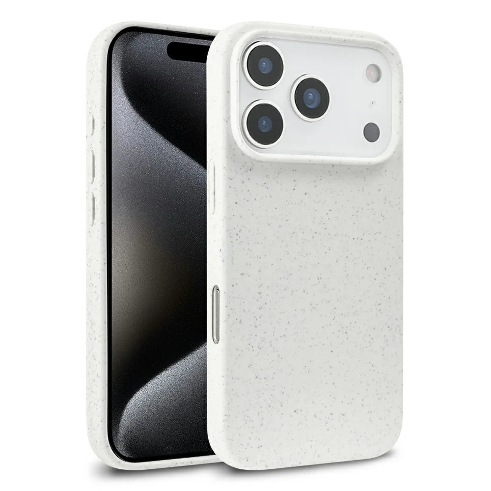 For iPhone 18 Pro / 17 Pro Case Biodegradable Wheat Straw + TPU Matte Phone Cover - Beige - 1