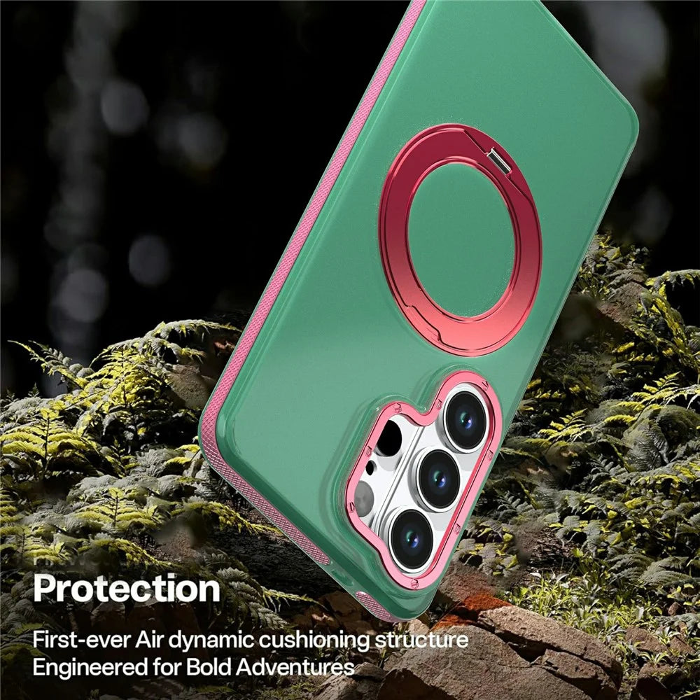 For Samsung Galaxy S26 Ultra Case Rotating Kickstand Contrasting Color Design PC + TPU Phone Cover - Green - 5