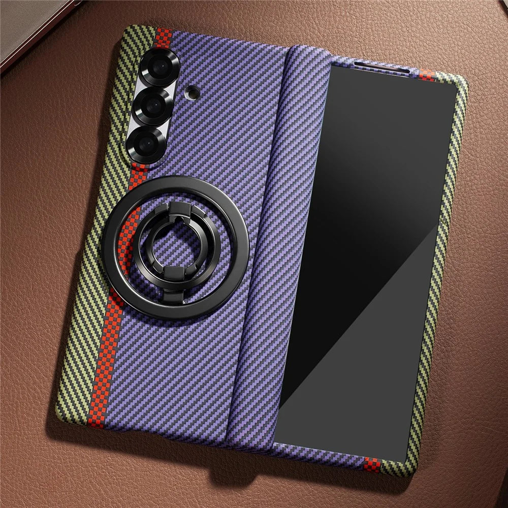 For Samsung Galaxy Z Fold8 Ultra Case Ring Holder Kickstand Hard PC Phone Cover with Screen Film - Purple - 2