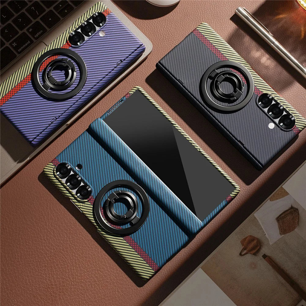 For Samsung Galaxy Z Fold8 Ultra Case Ring Holder Kickstand Hard PC Phone Cover with Screen Film - Purple - 6