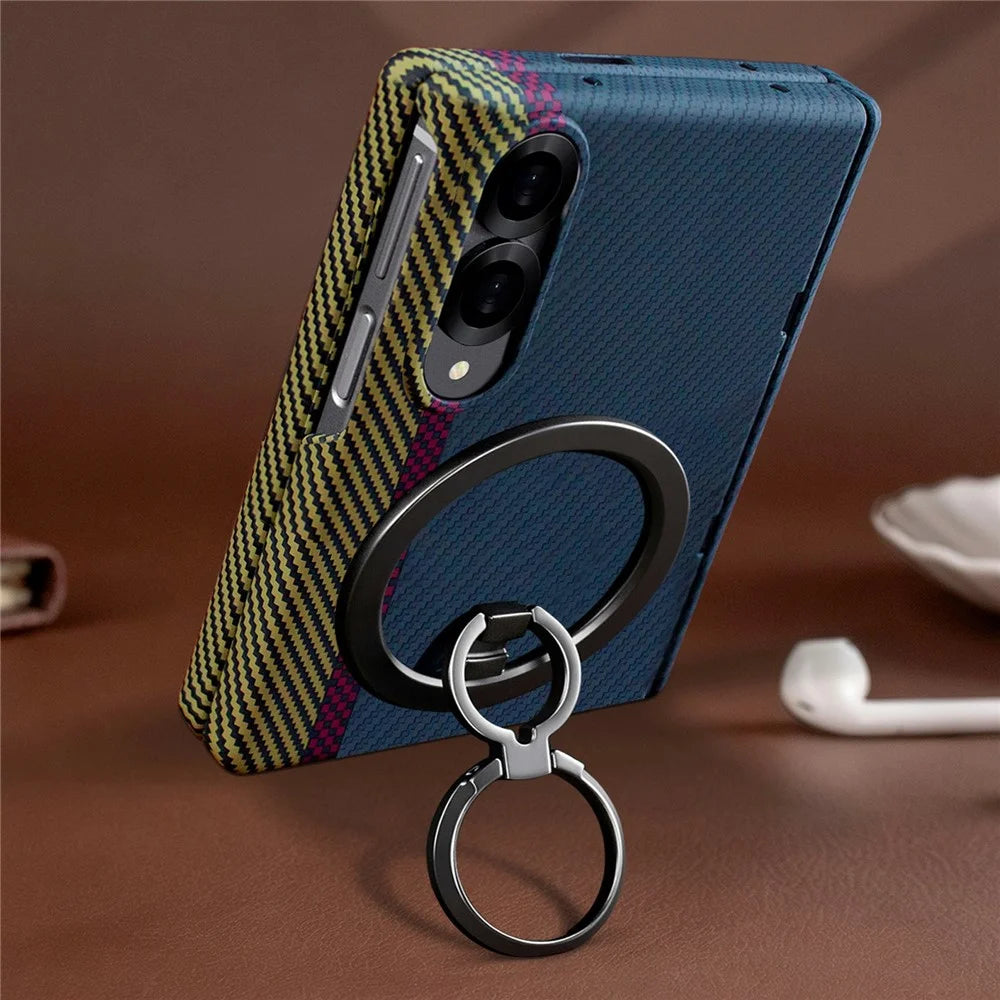 For Samsung Galaxy Z Fold8 Case Ring Holder Kickstand Hard PC Phone Cover with Screen Film - Purple - 4