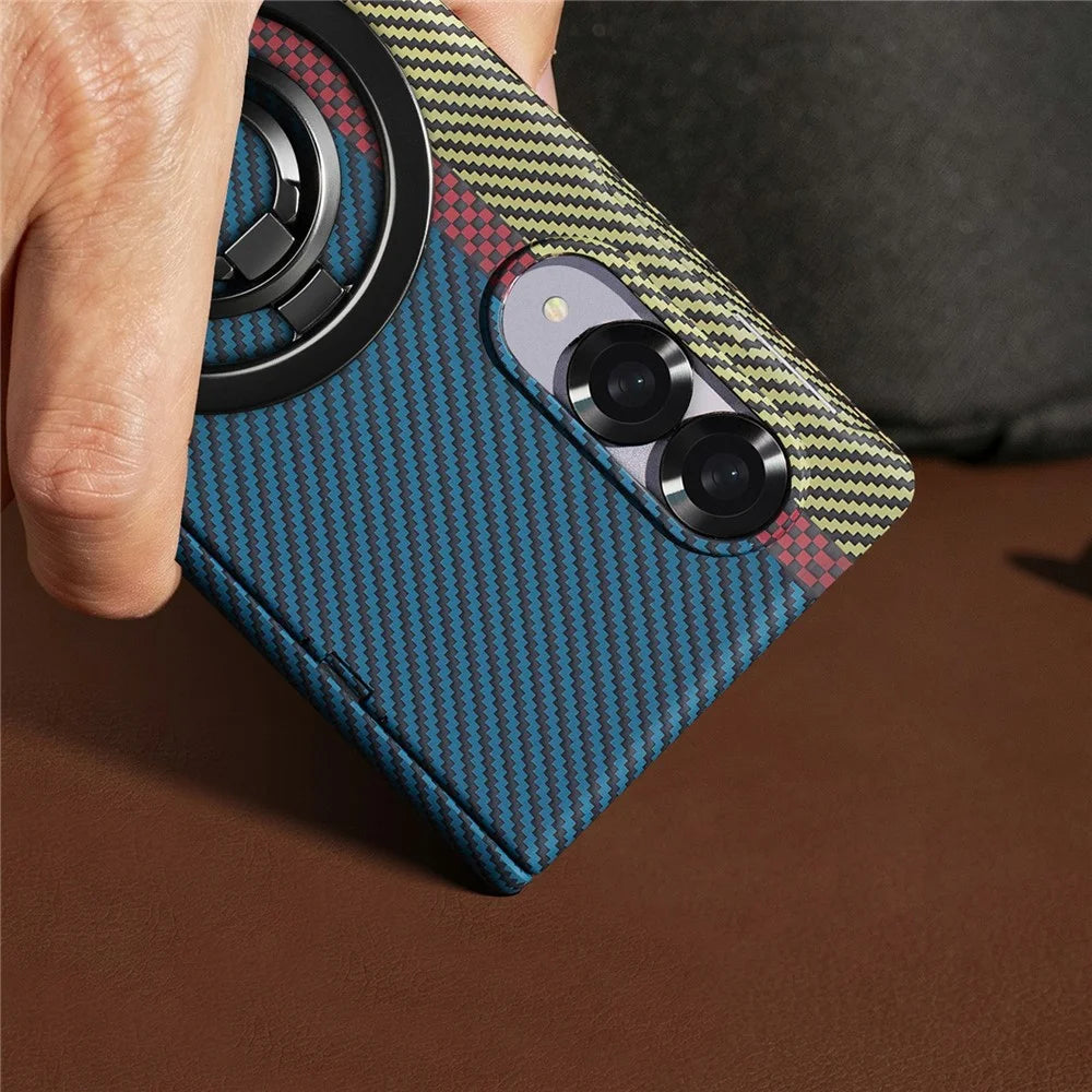 For Samsung Galaxy Z Fold8 Case Ring Holder Kickstand Hard PC Phone Cover with Screen Film - Purple - 5