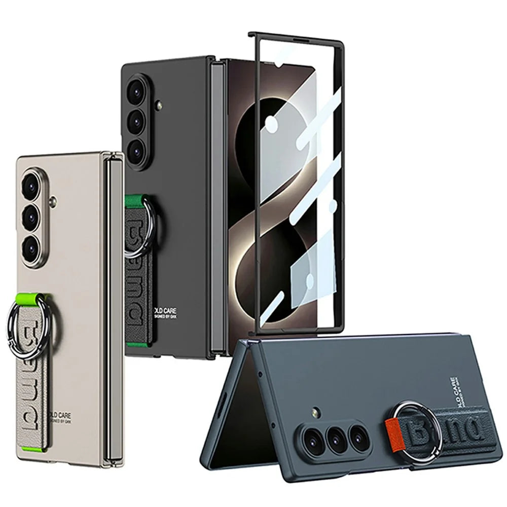 GKK For Samsung Galaxy Z Fold8 Ultra Case Wristband Foldable PC Phone Cover with Front Screen Protector - Black - 2