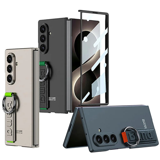 GKK For Samsung Galaxy Z Fold8 Ultra Case Wristband Foldable PC Phone Cover with Front Screen Protector - Black - 2