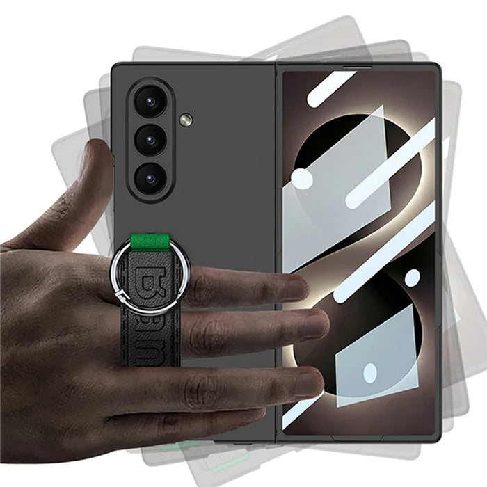 GKK For Samsung Galaxy Z Fold8 Ultra Case Wristband Foldable PC Phone Cover with Front Screen Protector - Black - 3