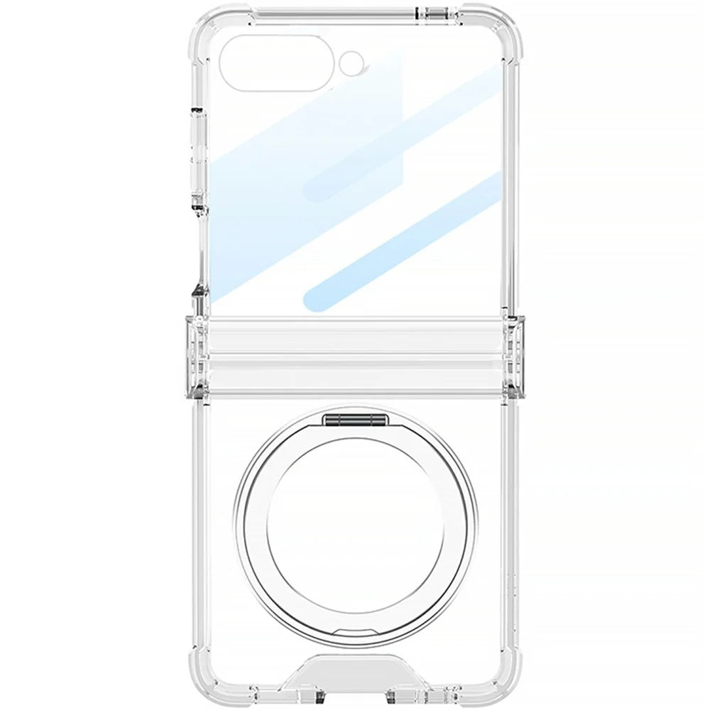 GKK For Samsung Galaxy Z Flip8 Case Magnetic Kickstand Airbag Hinge Protection TPU Phone Cover with Back Film - Transparent Black - 3