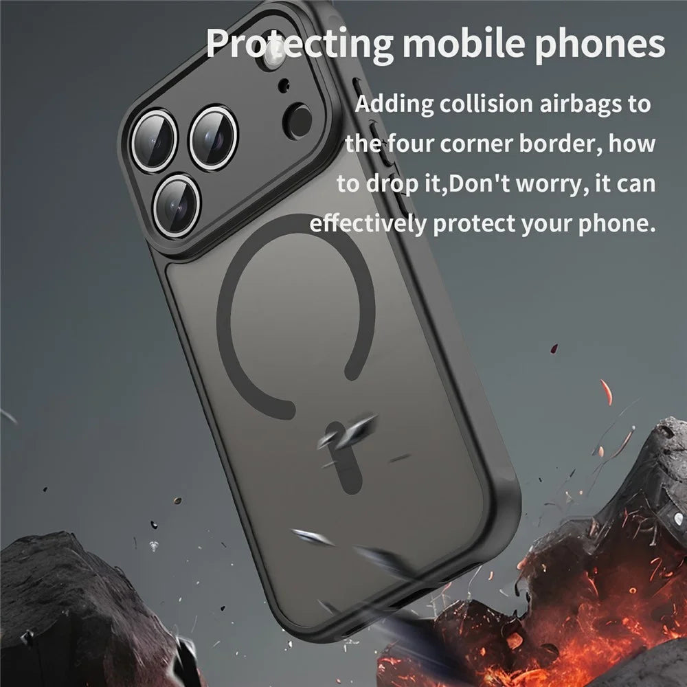 For iPhone 18 Pro Max / 17 Pro Max Magnetic Case Anti Drop Matte PC + TPU Phone Cover - Black - 3