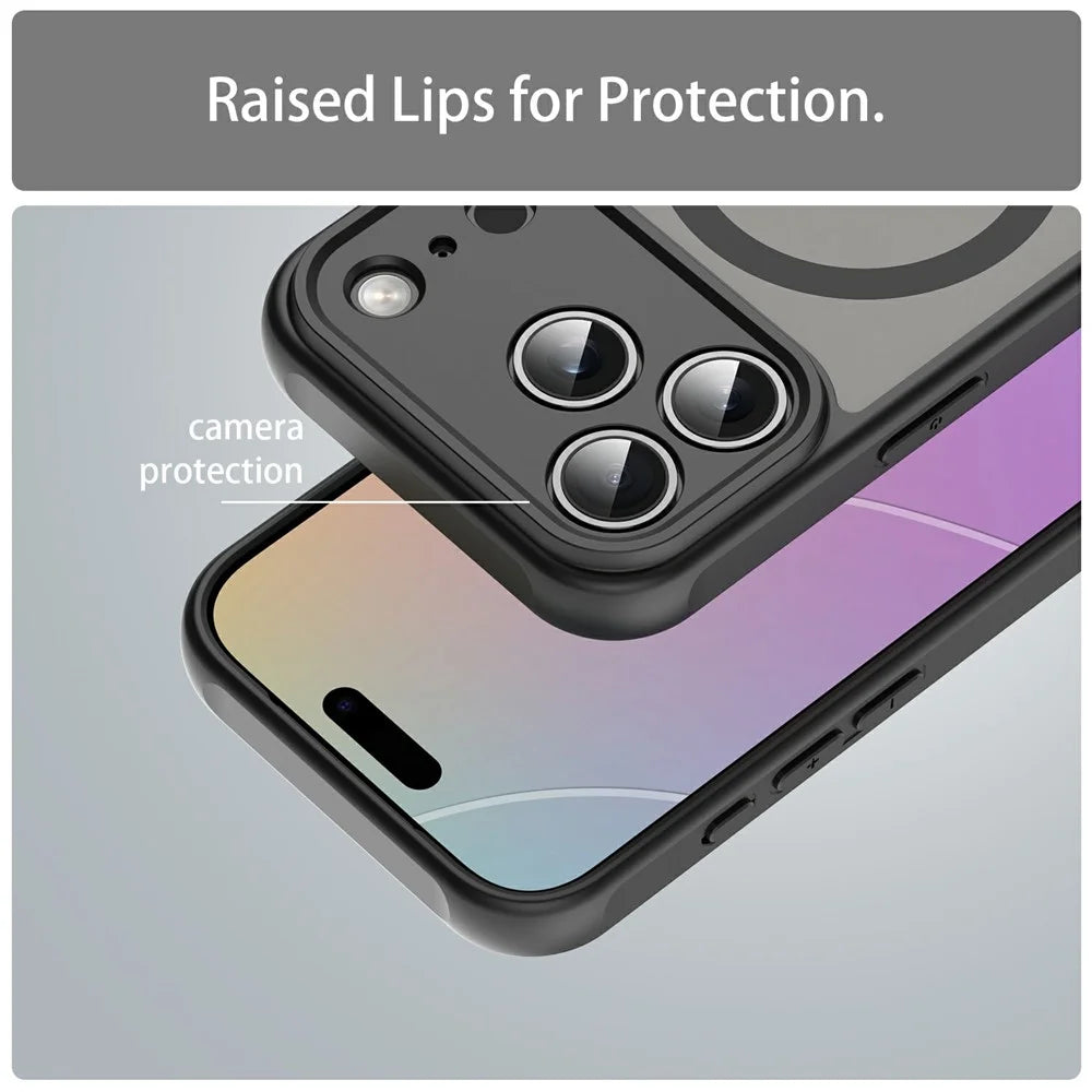 For iPhone 18 Pro Max / 17 Pro Max Magnetic Case Anti Drop Matte PC + TPU Phone Cover - Black - 5