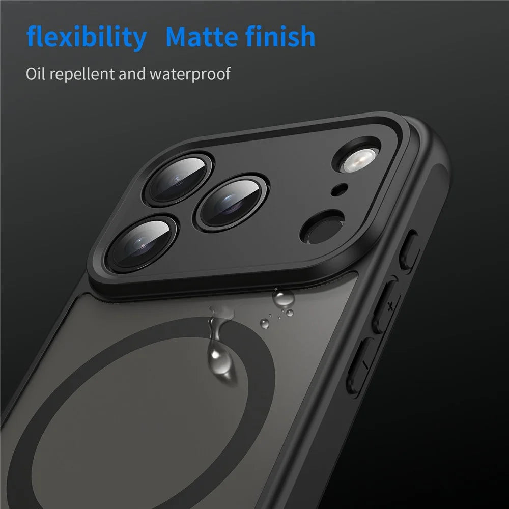 For iPhone 18 Pro Max / 17 Pro Max Magnetic Case Anti Drop Matte PC + TPU Phone Cover - Black - 6