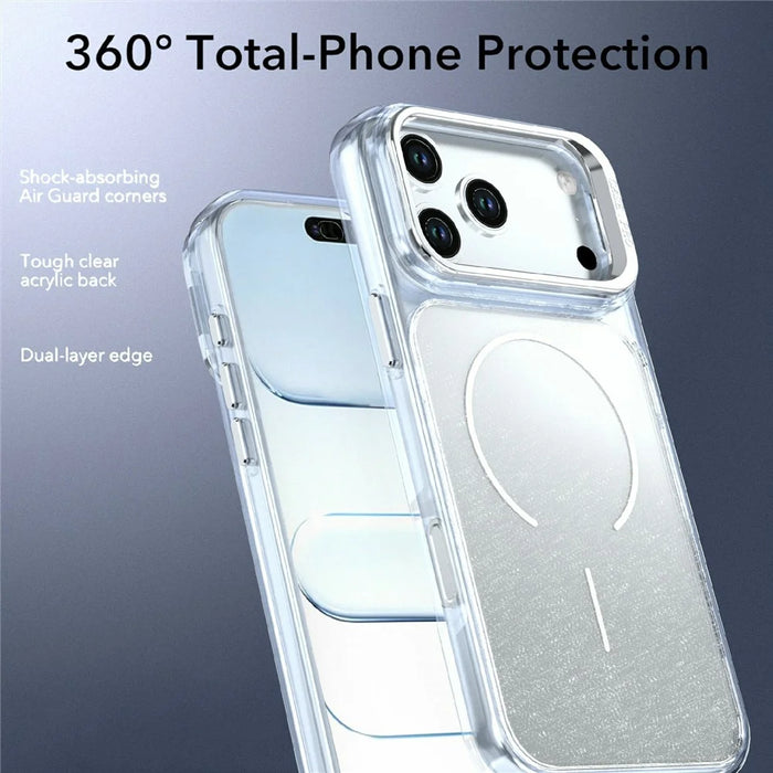 For iPhone 18 Pro / 17 Pro Magnetic Case Gradient Glitter Shockproof TPU PC Phone Cover - White - 6