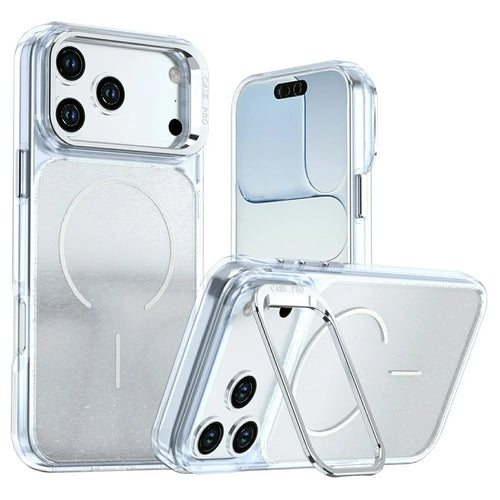 For iPhone 18 Pro Max / 17 Pro Max Magnetic Case Gradient Glitter Shockproof TPU PC Phone Cover - White - 1
