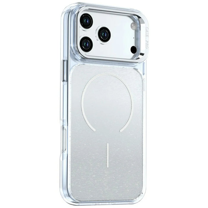 For iPhone 18 Pro Max / 17 Pro Max Magnetic Case Gradient Glitter Shockproof TPU PC Phone Cover - White - 2