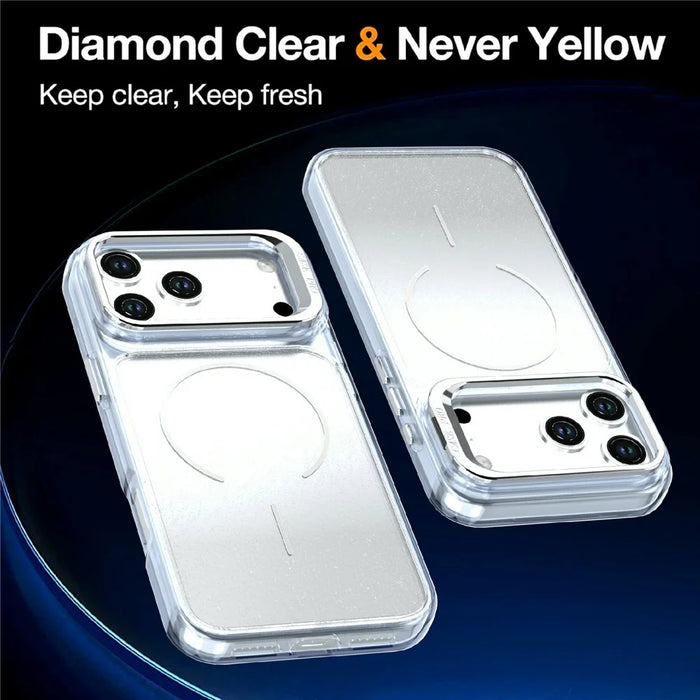 For iPhone 18 Pro Max / 17 Pro Max Magnetic Case Gradient Glitter Shockproof TPU PC Phone Cover - White - 3