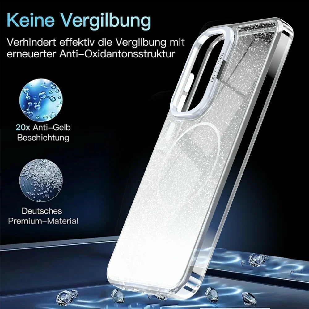 For Samsung Galaxy S26 FE Magnetic Case Gradient Glitter Shockproof TPU PC Phone Cover - White - 7