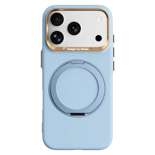 ABEEL For iPhone 17 Pro  /  18 Pro Magnetic Case Ring Kickstand Liquid Silicone Feel PC Phone Cover - Sky Blue - 1