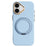 ABEEL For iPhone 16 Magnetic Case Ring Kickstand Liquid Silicone Feel PC Phone Cover - Sky Blue - 1
