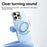 ABEEL For iPhone 16 Pro Magnetic Case Ring Kickstand Liquid Silicone Feel PC Phone Cover - Sky Blue - 3