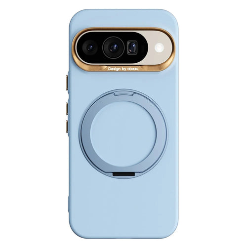 ABEEL For Google Pixel 10  /  10 Pro Magnetic Case Ring Kickstand Liquid Silicone Feel PC Phone Cover - Sky Blue - 1