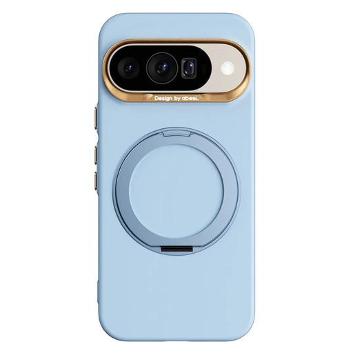 ABEEL For Google Pixel 10  /  10 Pro Magnetic Case Ring Kickstand Liquid Silicone Feel PC Phone Cover - Sky Blue - 1