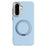 ABEEL For Samsung Galaxy A37 5G Magnetic Case Ring Kickstand Liquid Silicone Feel PC Phone Cover - Sky Blue - 1