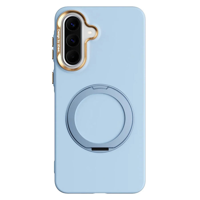 ABEEL For Samsung Galaxy A37 5G Magnetic Case Ring Kickstand Liquid Silicone Feel PC Phone Cover - Sky Blue - 1