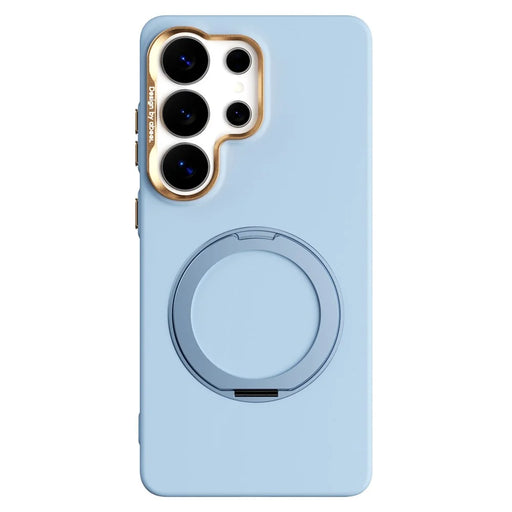 ABEEL For Samsung Galaxy S26 Ultra Magnetic Case Ring Kickstand Liquid Silicone Feel PC Phone Cover - Sky Blue - 1