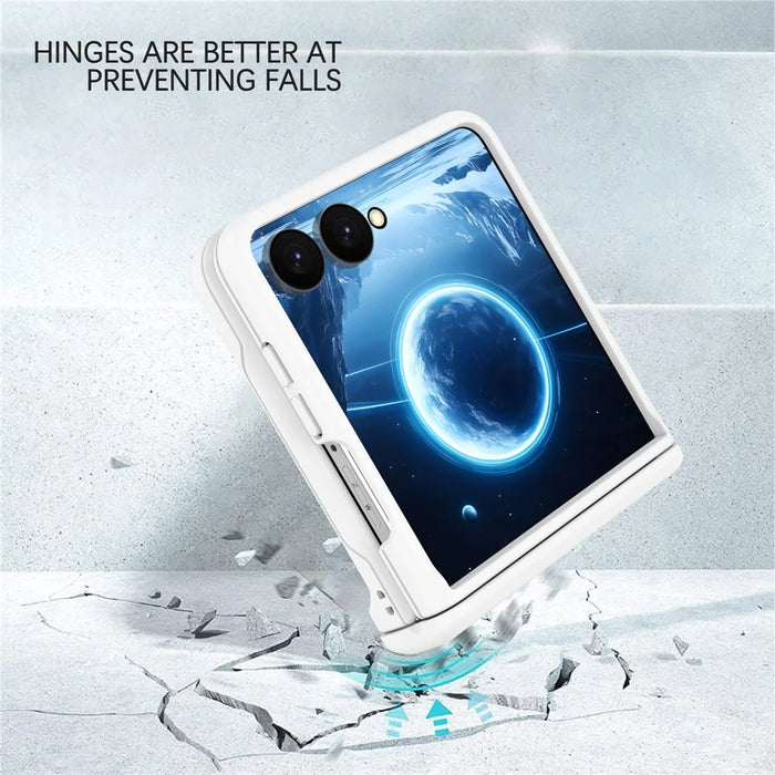For Samsung Galaxy Z Flip8 Case Spring Hinge Protection Hard PC Phone Cover Built-in Card Slots - White - 2