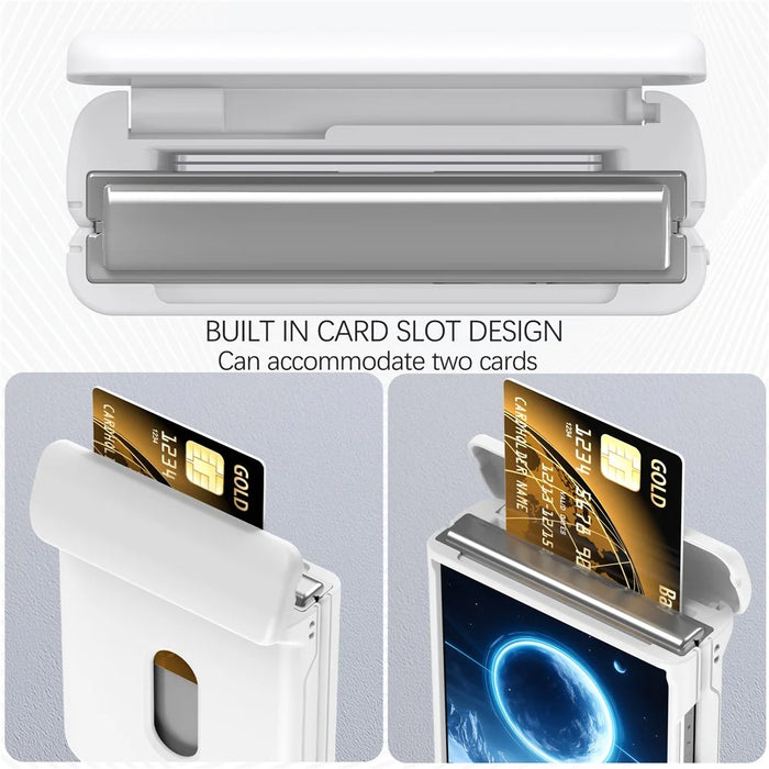 For Samsung Galaxy Z Flip8 Case Spring Hinge Protection Hard PC Phone Cover Built-in Card Slots - White - 3