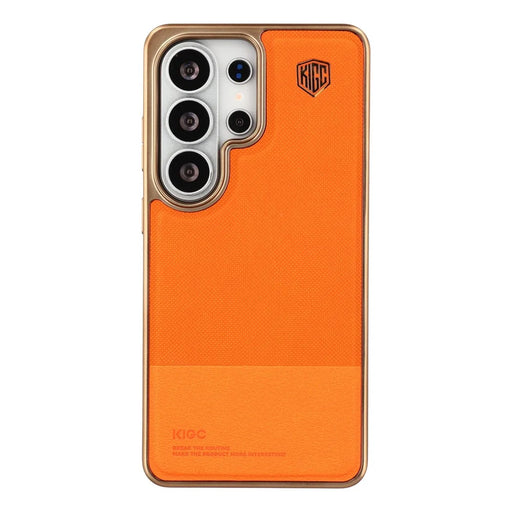 KIGC for Samsung Galaxy S26 Ultra Case PC + TPU + PU Electroplating Phone Cover - Orange - 1