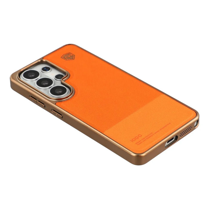 KIGC for Samsung Galaxy S26 Ultra Case PC + TPU + PU Electroplating Phone Cover - Orange - 5