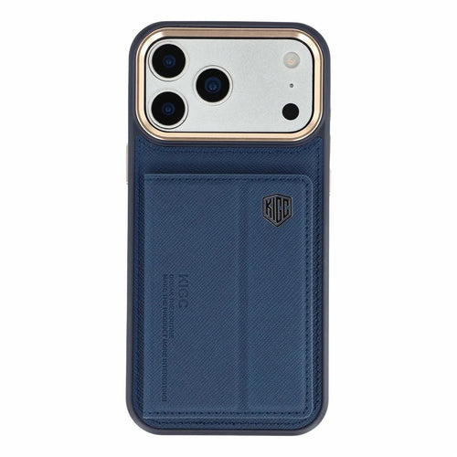 KIGC for iPhone 18 Pro Max / 17 Pro Max Case Card Holder Kickstand Fabric + PC + TPU Shockproof Phone Cover - Blue - 1
