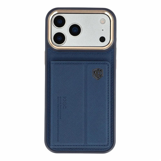KIGC for iPhone 18 Pro Max / 17 Pro Max Case Card Holder Kickstand Fabric + PC + TPU Shockproof Phone Cover - Blue - 1