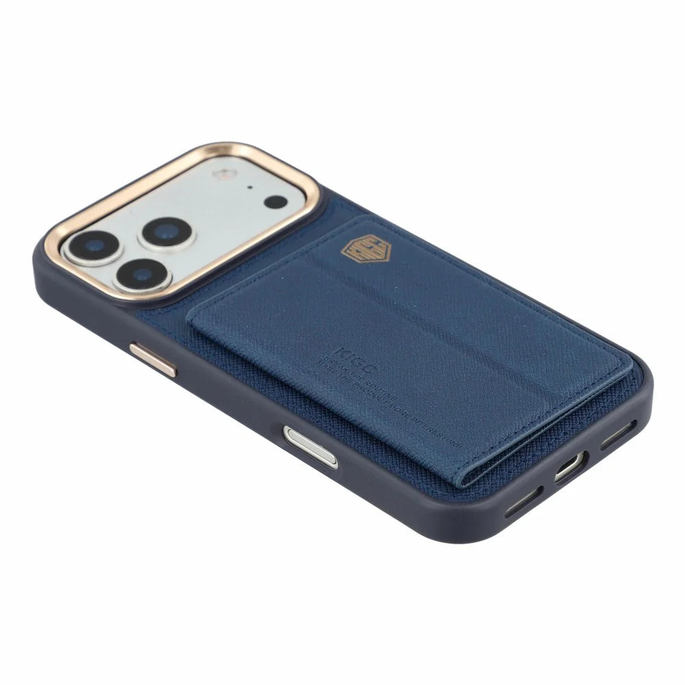 KIGC for iPhone 18 Pro Max / 17 Pro Max Case Card Holder Kickstand Fabric + PC + TPU Shockproof Phone Cover - Blue - 7