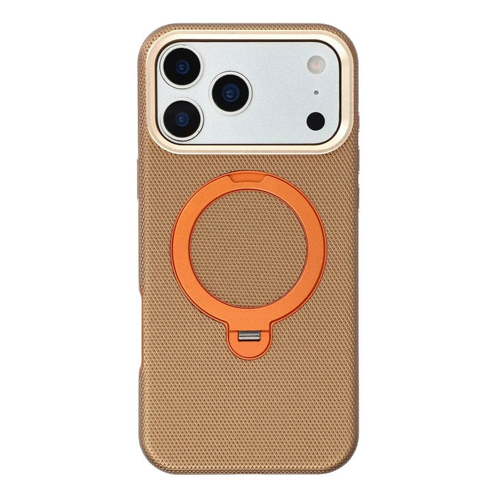 KIGC For iPhone 18 Pro / 17 Pro Case Rotating Magnetic Kickstand PC + TPU Phone Protective Cover - Brown - 1