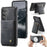 AUTSPACE for Samsung Galaxy S26 Case  A12 Leather Back Cover with Magnetic Detachable Card Bag Kickstand - Black - 1