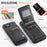 AUTSPACE for iPhone 16e / iPhone 17e Case  A12 Leather Back Cover with Magnetic Detachable Card Bag Kickstand - Black - 2