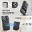 AUTSPACE for iPhone 17 Pro Case  A12 Leather Back Cover with Magnetic Detachable Card Bag Kickstand - Black - 3