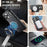 AUTSPACE for iPhone 17 Pro Case  A12 Leather Back Cover with Magnetic Detachable Card Bag Kickstand - Black - 6