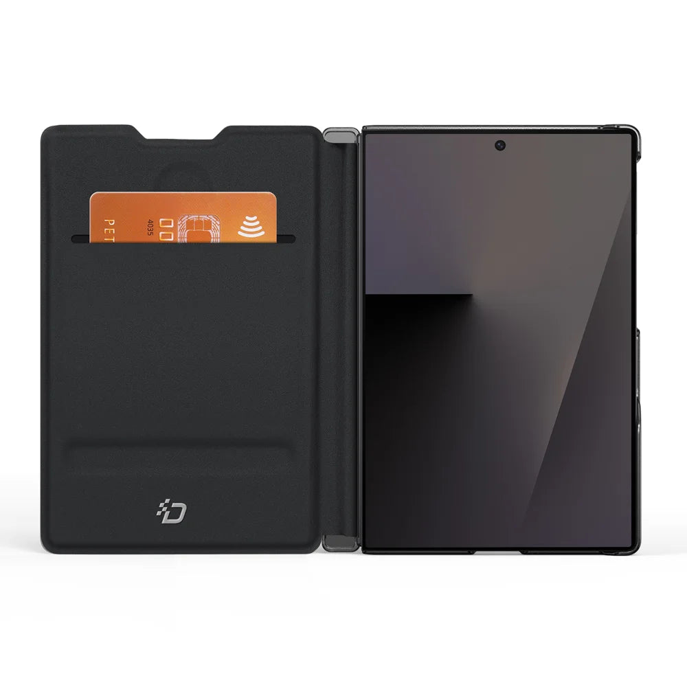 DUX DUCIS for Samsung Galaxy Z Fold8 Fort Series PU Leather Flip Phone Cover with Card Slot - Black - 3