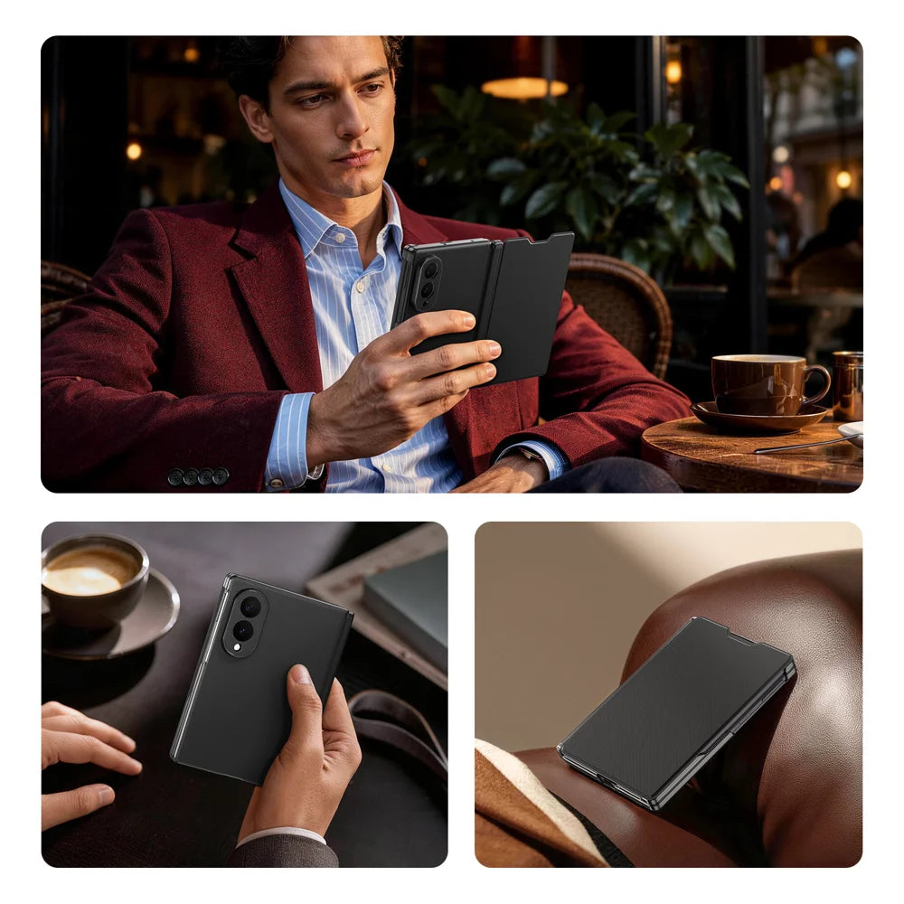 DUX DUCIS for Samsung Galaxy Z Fold8 Fort Series PU Leather Flip Phone Cover with Card Slot - Black - 5