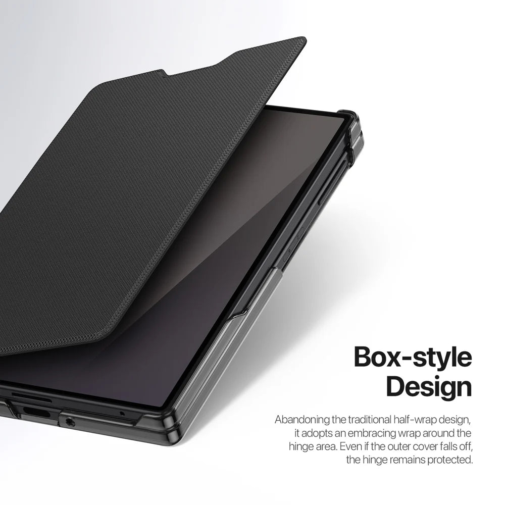 DUX DUCIS for Samsung Galaxy Z Fold8 Fort Series PU Leather Flip Phone Cover with Card Slot - Black - 7