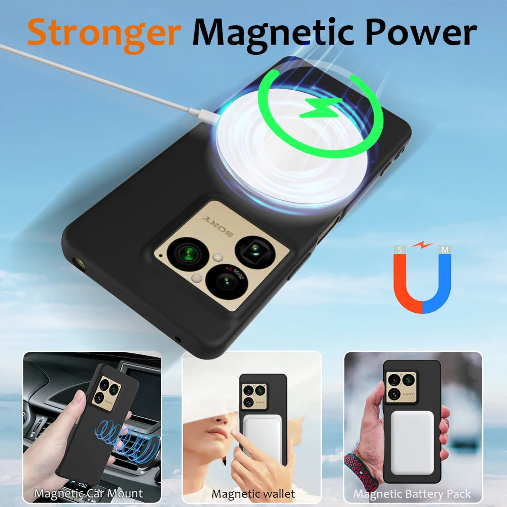 For Sony Xperia 1 VIII Magnetic Case Anti-Drop Liquid Silicone Phone Cover with Lanyard - Black - 3