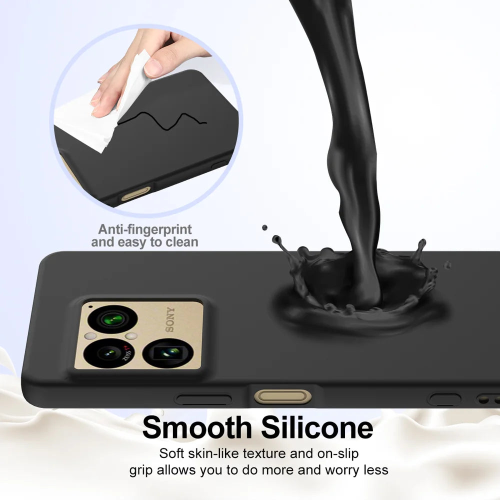 For Sony Xperia 1 VIII Magnetic Case Anti-Drop Liquid Silicone Phone Cover with Lanyard - Black - 5