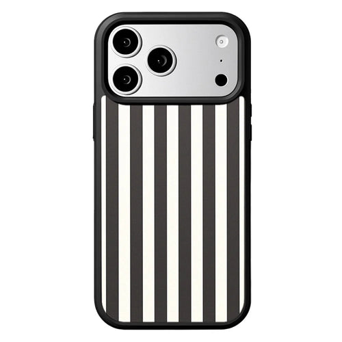 EYCASE Striped Series for iPhone 18 Pro Max / 17 Pro Max Case Compatible with MagSafe TPU + Acrylic Phone Cover - Black / White Stripes - 1