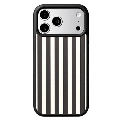EYCASE Striped Series for iPhone 18 Pro Max / 17 Pro Max Case Compatible with MagSafe TPU + Acrylic Phone Cover - Black / White Stripes - 1