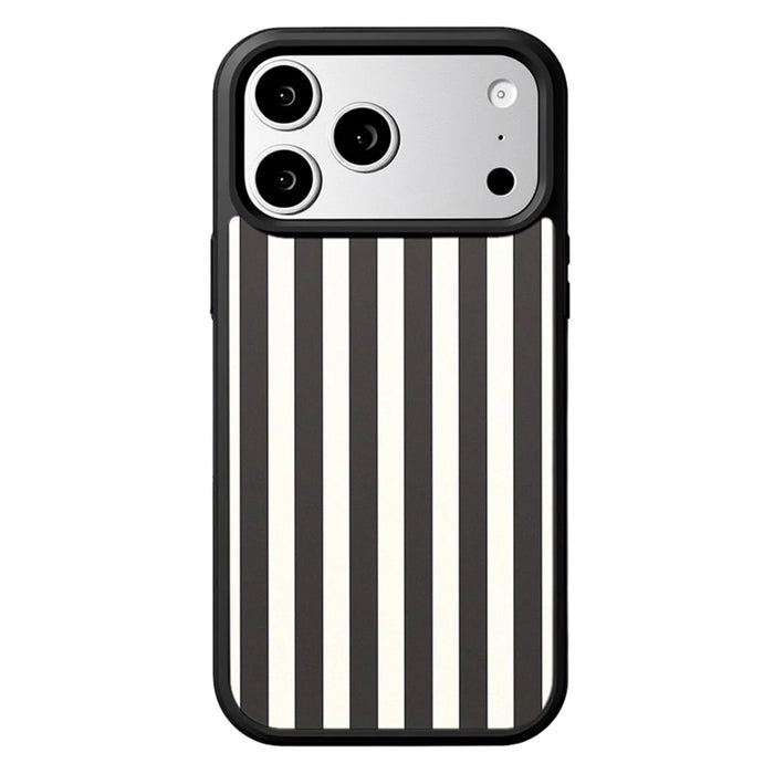 EYCASE Striped Series for iPhone 18 Pro Max / 17 Pro Max Case Compatible with MagSafe TPU + Acrylic Phone Cover - Black / White Stripes - 1