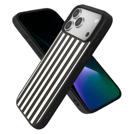 EYCASE Striped Series for iPhone 18 Pro Max / 17 Pro Max Case Compatible with MagSafe TPU + Acrylic Phone Cover - Black / White Stripes - 2