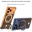 For iPhone 17 Pro Frameless Case Walnut Wood Pattern Rotating Kickstand Metal Snap-on Phone Cover - Orange - 2