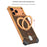 For iPhone 17 Pro Max Frameless Case Walnut Wood Pattern Rotating Kickstand Metal Snap-on Phone Cover - Orange - 3